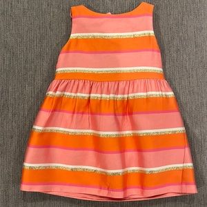 Janie and Jack Girls Pink, Orange and Gold Dress; Size 18-24 months